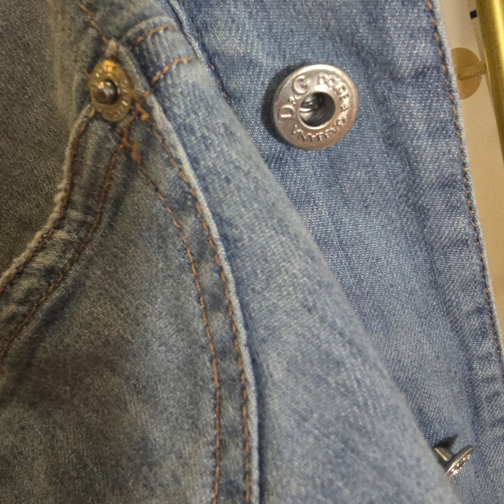 D&G Women's Light Blue Denim Jacket Dolce Gabbana Large Hearts 10 Y2K - Picture 10 of 16